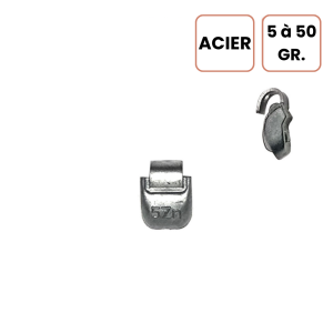 Masses d'équilibrage ACIER zingué de 5 à 50 gr. pour jantes Tôle
